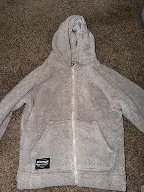 YoungLA Light Gray Sherpa Zip Hoodie size medium